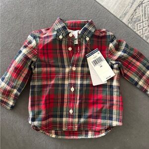 Plaid Kids Shirt - Red and Green